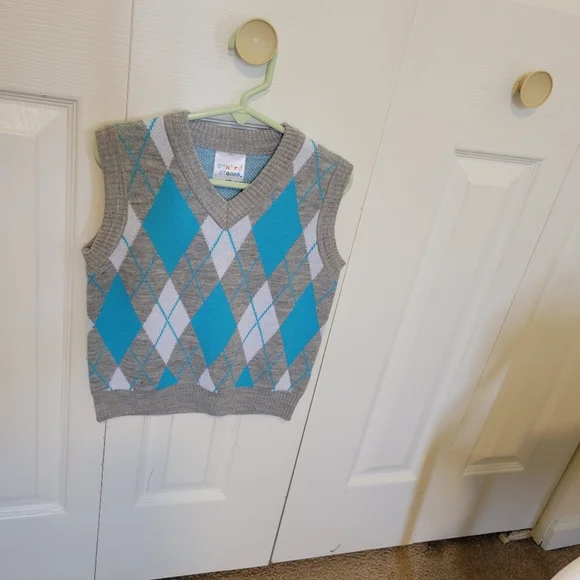 Knit Vest Toddler Boy 4T Spring Sweater Vest Blue Gray - Picture 6 of 6
